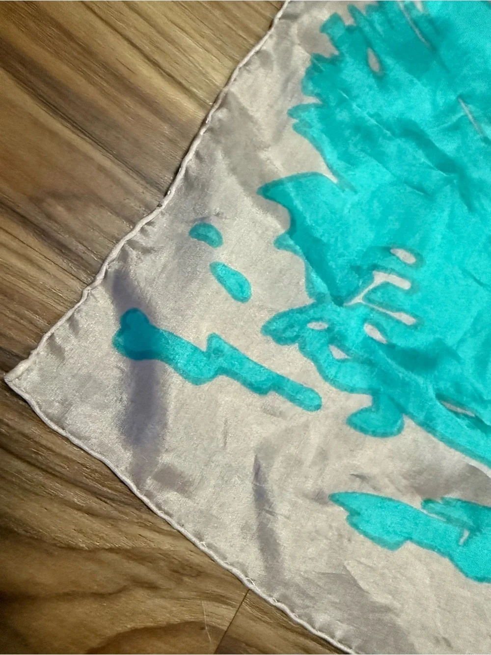Vintage 1980s Abstract Art Square Scarf - Teal Magenta & Blue Colorblock